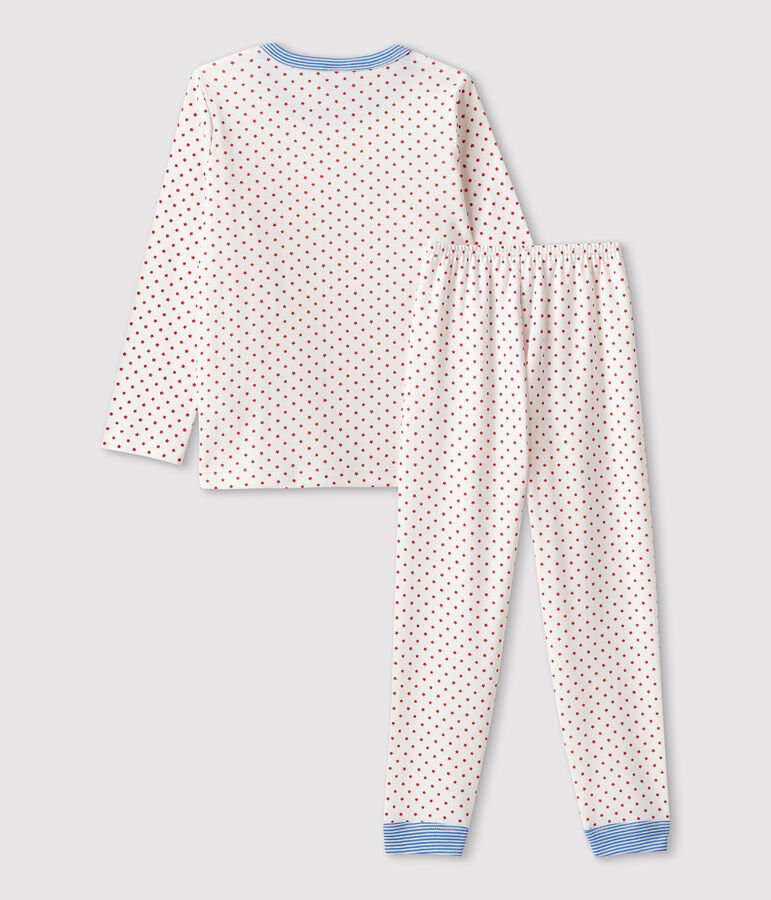 Pyjama &agrave; motifs en coton enfant blanc MARSHMALLOW/rouge PEPS