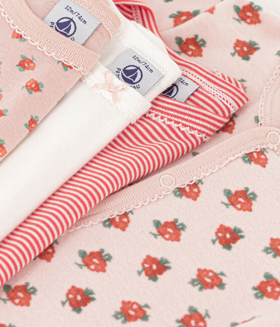 Setje met 1 babypyjama en 3 body's met bloemenprint variante 1