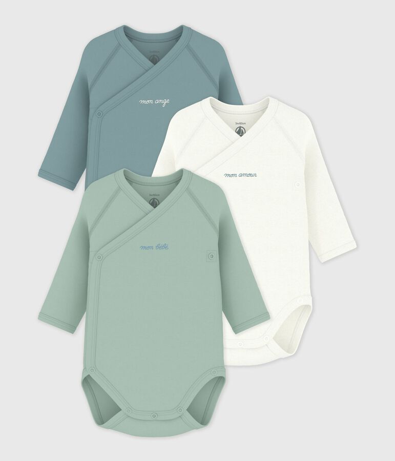 Lot de bodies crois&eacute;s manches longues en coton imprim&eacute; b&eacute;b&eacute; multicouleur