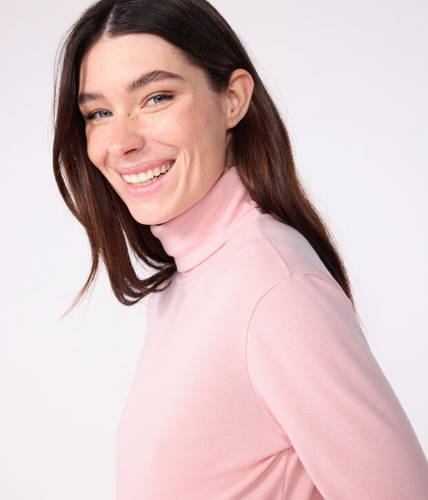 Sous-pull femme l'iconique en coton rose clair