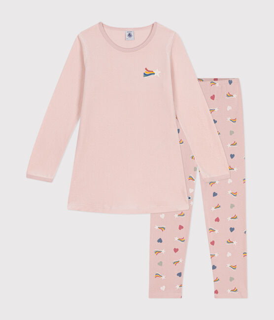 Fluwelen nachthemd voor kinderen. roze SALINE/wit MULTICO
