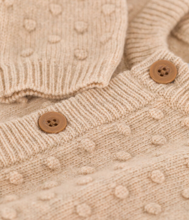 Babycardigan in tricot van wol ecru