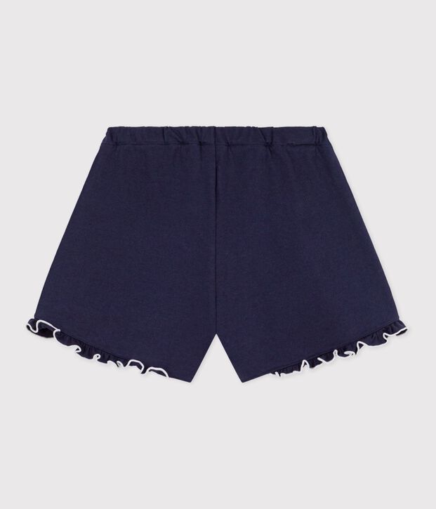 Short enfant en coton uni bleu marine