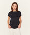 Tee-shirt manches courtes femme en coton sea island bleu MARINE