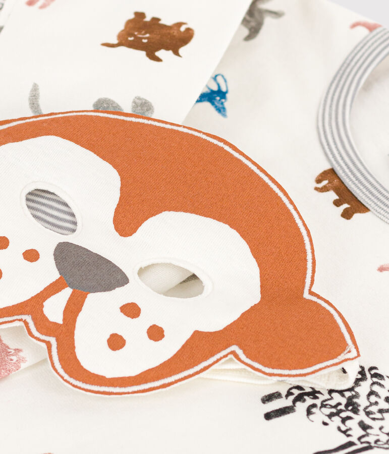 Pyjama d&eacute;guisement avec un masque chien en molleton enfant blanc MARSHMALLOW/blanc MULTICO