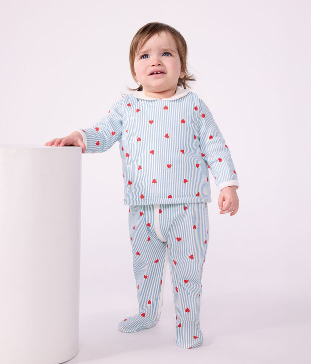 Omkeerbare katoenen cardigan zonder mouwen met hartjesprint wit/multicouleur