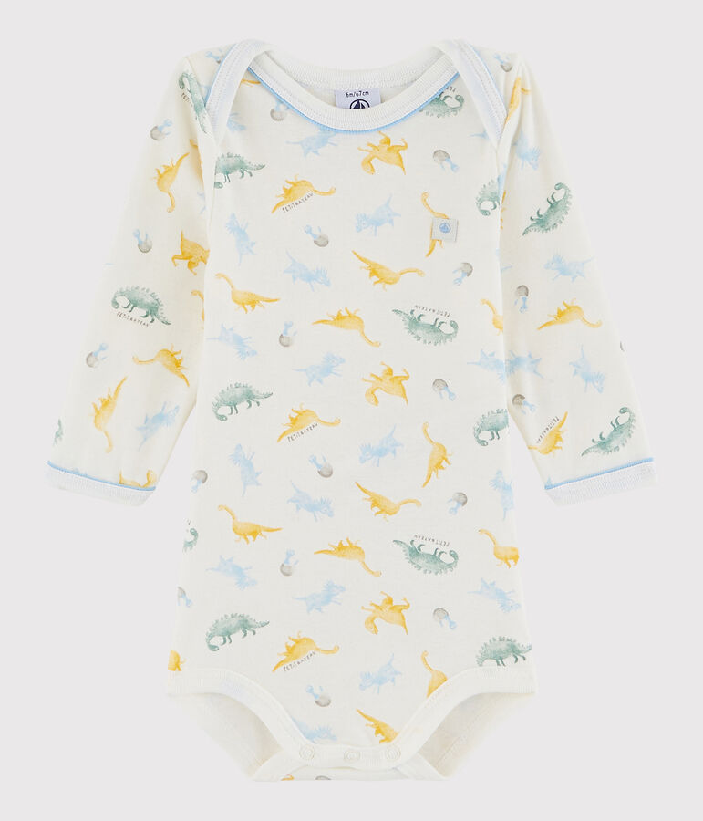 Rompertje lange mouwen babyjongen wit/blauw/multicouleur