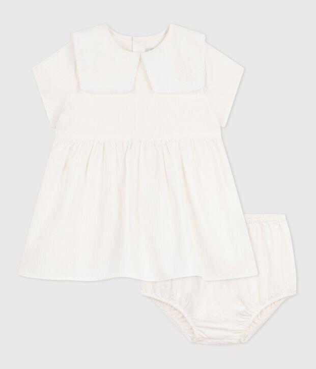 Robe b&eacute;b&eacute; en coton manches courtes et son bloomer blanc