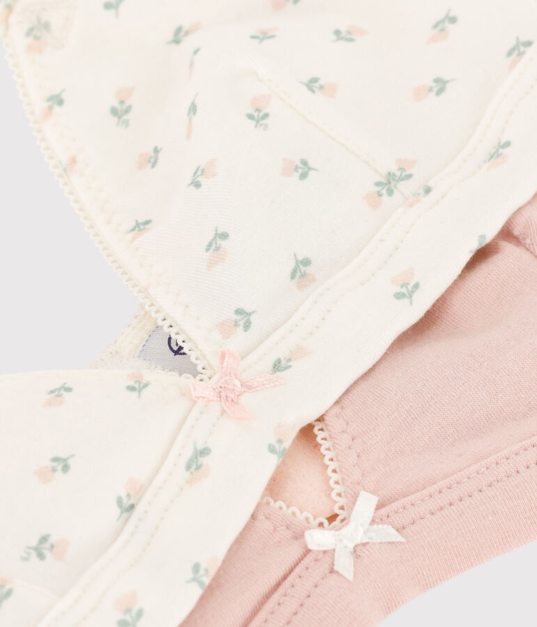 Set van 2 meisjesbeha's met bloemen in katoen en elastaan multicouleur