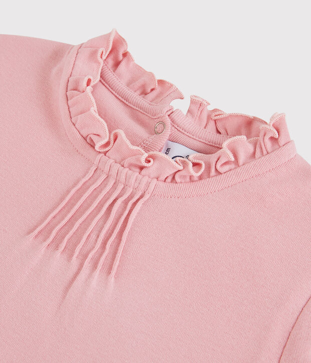 Tee-shirt manches longues en coton enfant fille rose