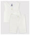 Tweedelige gestreepte popeline set voor jongens wit MARSHMALLOW/wit MULTICO