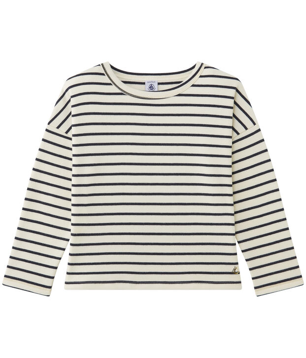 Sweat shirt fille ray&eacute; wit/blauw