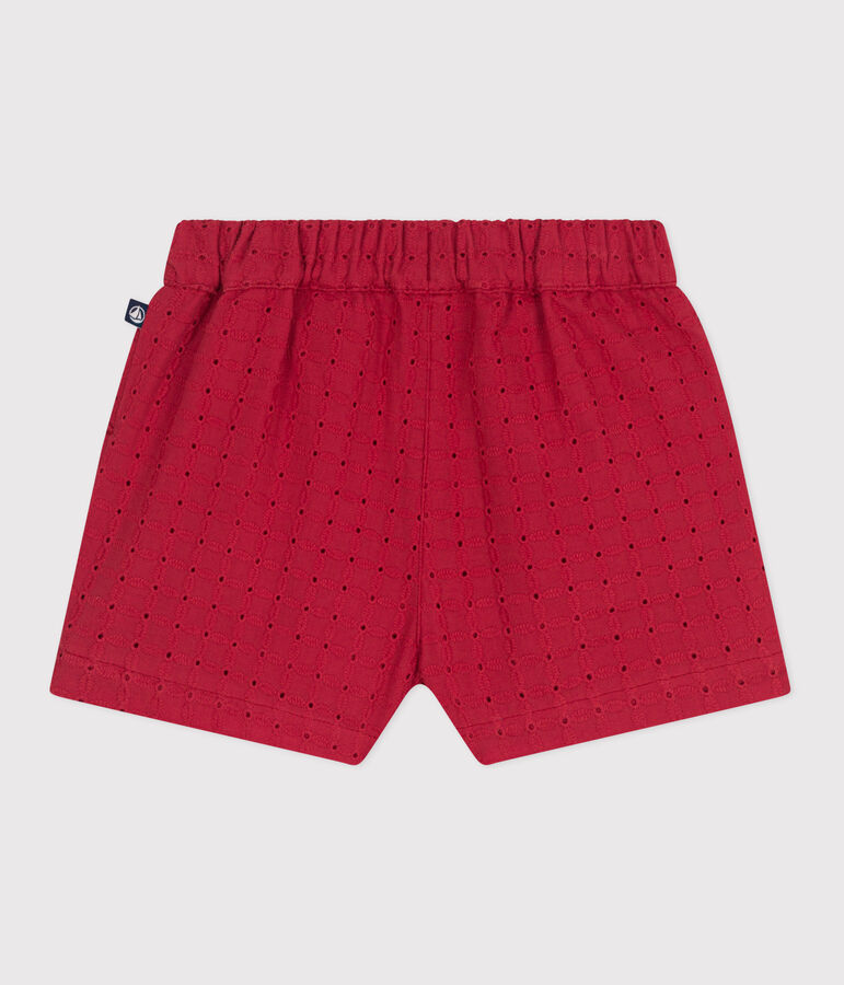 Short b&eacute;b&eacute; en popeline broderie anglaise rouge