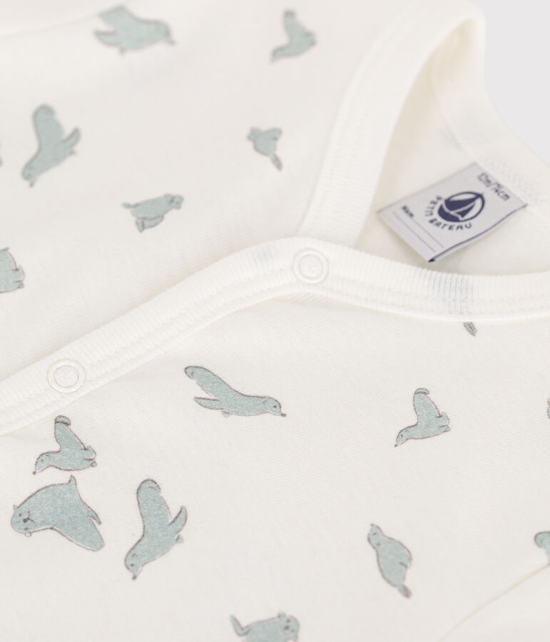 Combinaison courte b&eacute;b&eacute; en coton phoques blanc/multicouleur