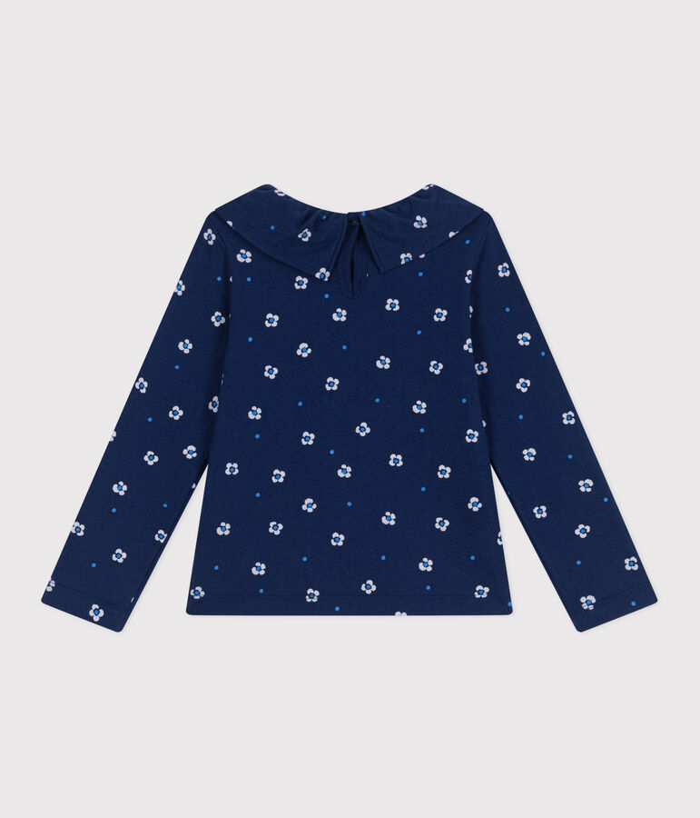 Katoenen T-shirt met lange mouwen en bloemenprint voor kinderen blauw/multicouleur