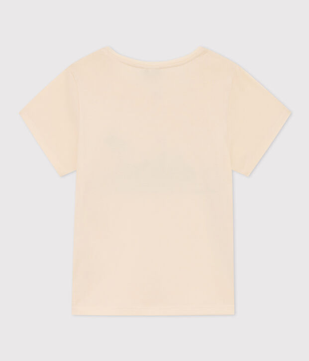 Tee-shirt imprim&eacute; en coton enfant fille &eacute;cru/multicouleur