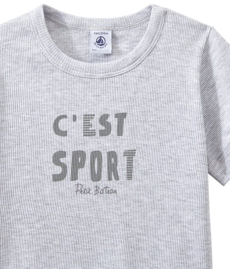 Pyjacourt gar&ccedil;on bi-mati&egrave;re gris/blanc