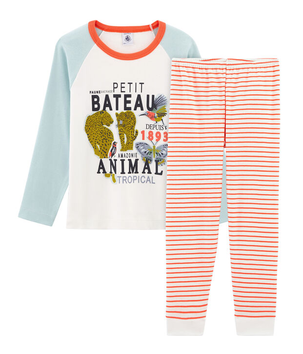 Pyjama petit gar&ccedil;on en c&ocirc;te blanc/multicouleur
