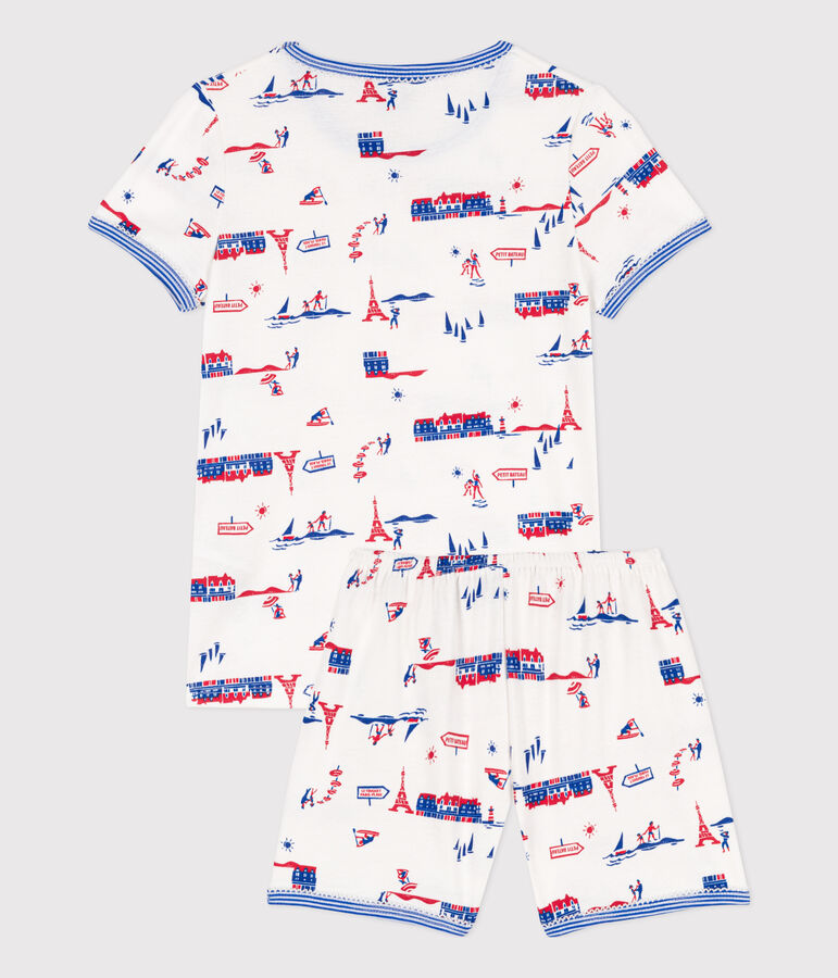 Pyjacourt Paris en coton petite fille blanc/multicouleur