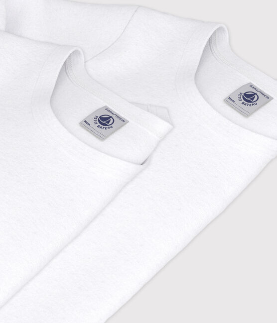 Set van 2 witte T-shirts met lange mouwen jongens variante 1