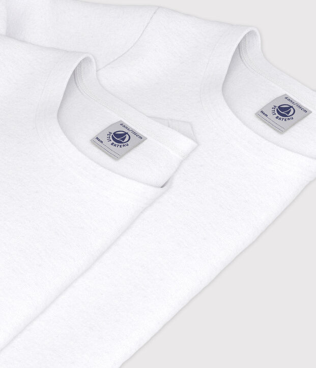 Set van 2 witte T-shirts met lange mouwen jongens multicouleur