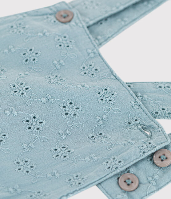 Salopette courte bébé en broderie anglaise vert MIMI