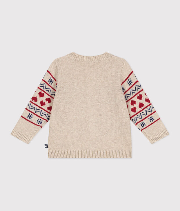 Gebreide cardigan met wol voor baby's ecru/multicouleur