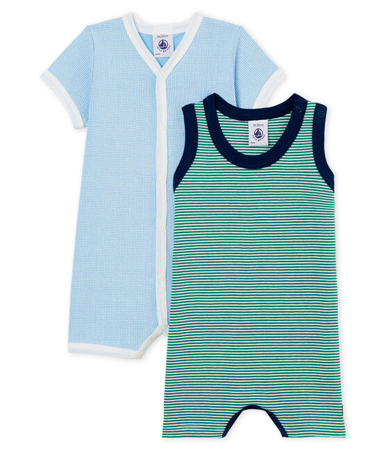 Duo van korte playsuits uit ribstof voor jongens variante 1