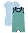 Duo van korte playsuits uit ribstof voor jongens variante 1