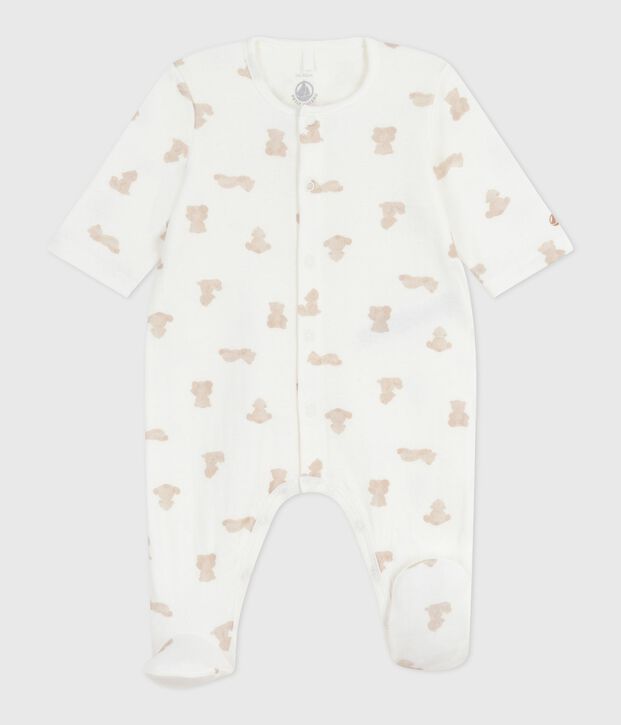 Babypyjama in tubic met print wit/BRUN