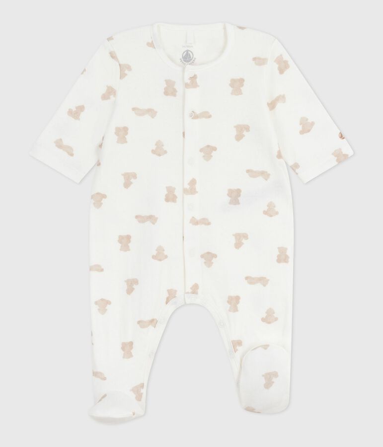 Babypyjama in tubic met print wit/BRUN