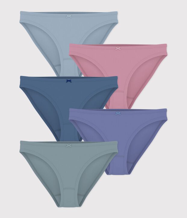 Setje met effen katoenen damesslips multicouleur