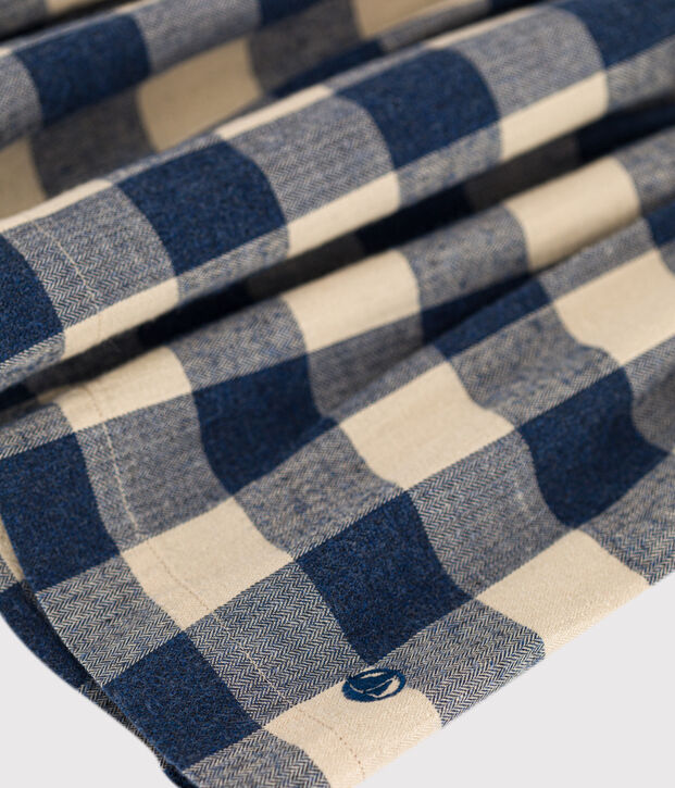 Jupe patineuse en flanelle de coton enfant fille bleu/&eacute;cru