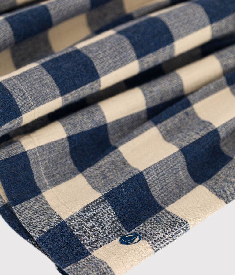 Jupe patineuse en flanelle de coton enfant fille bleu/&eacute;cru