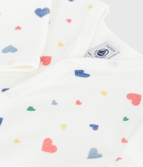 Pyjama bébé en velours imprimé cœurs blanc MARSHMALLOW/blanc MULTICO