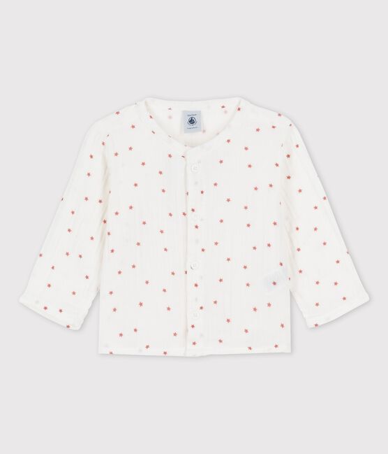 Chemise en gaze de coton bio bébé blanc MARSHMALLOW/rouge OMBRIE