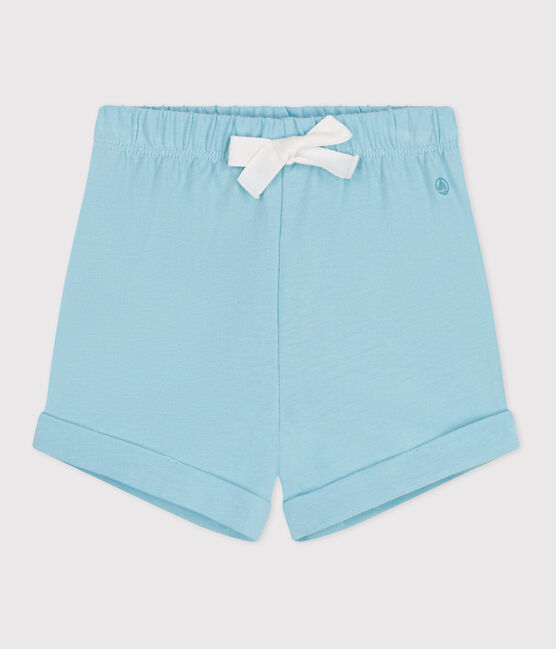 Effen katoenen short voor baby's blauw AQUATIC