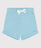 Effen katoenen short voor baby's blauw AQUATIC