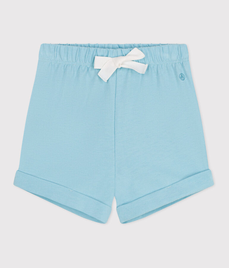 Short b&eacute;b&eacute; en coton uni bleu AQUATIC