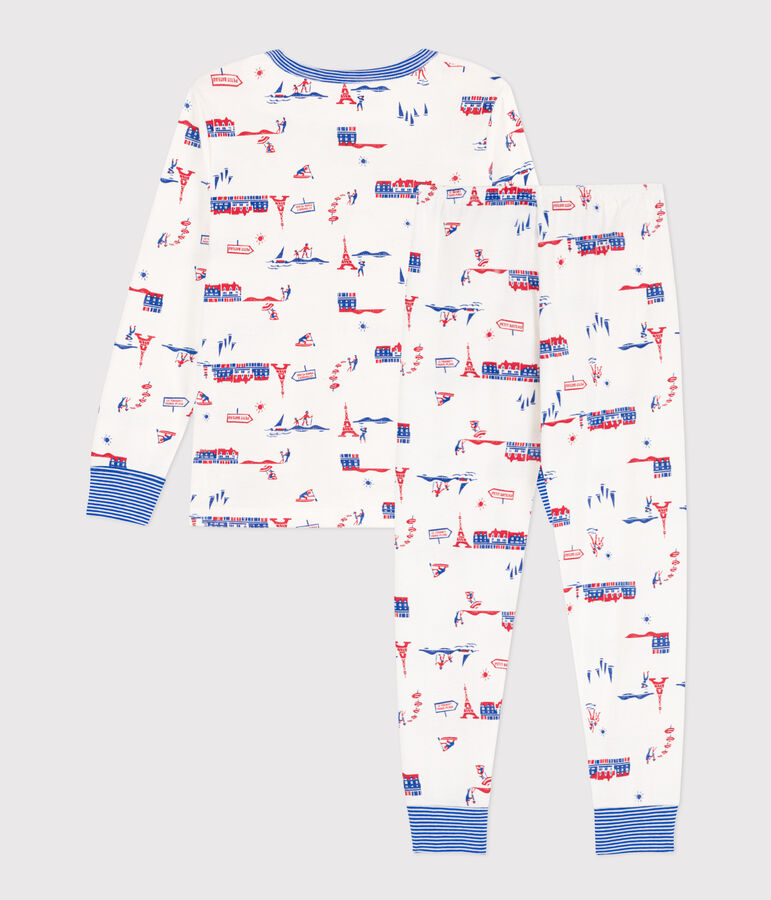 Pyjama Paris en coton enfant blanc/multicouleur
