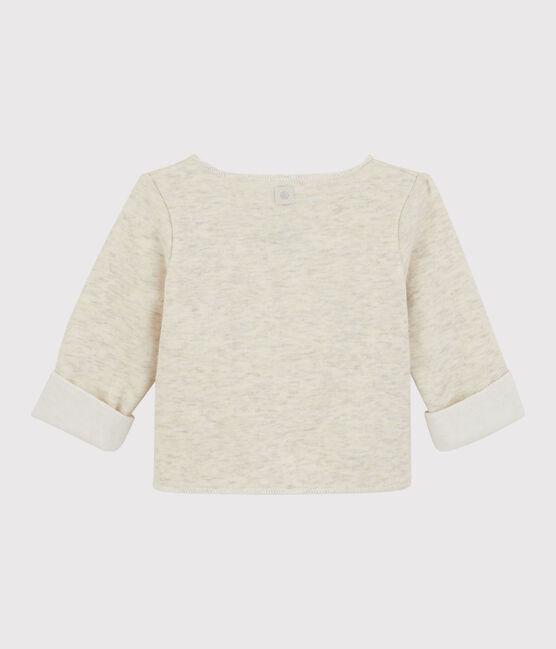 Cardigan gris chiné bébé en jersey de coton biologique beige MONTELIMAR CHINE