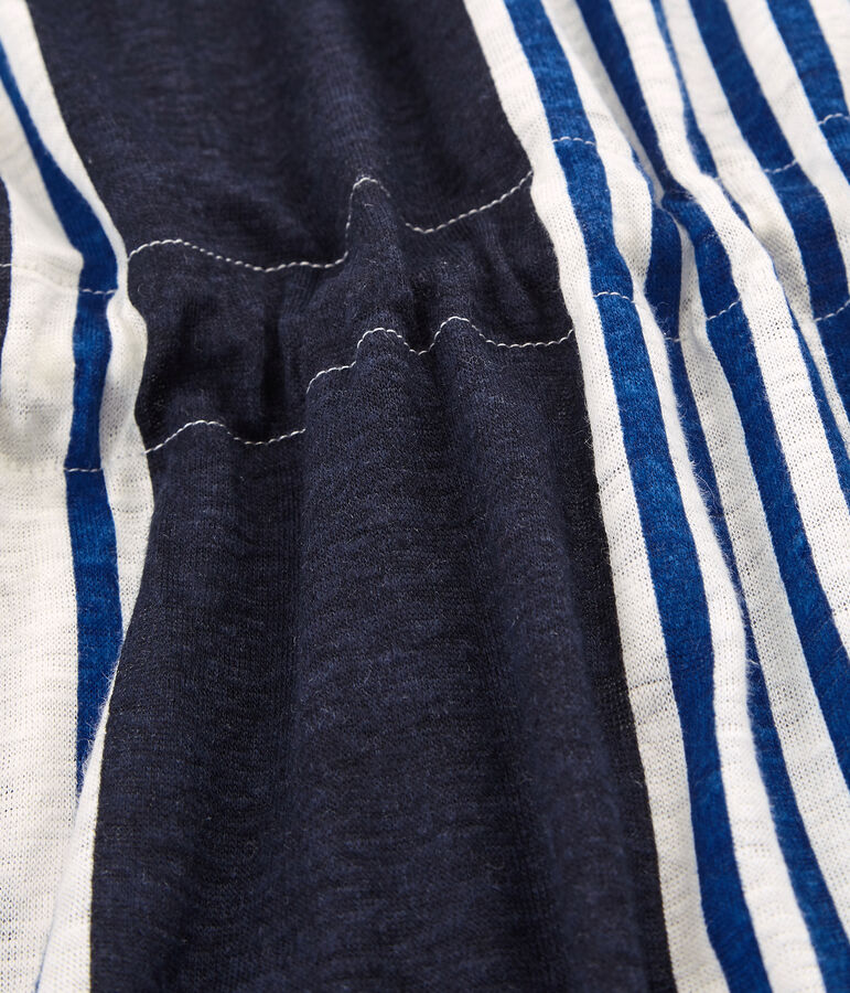 Damesjurk met korte mouwen in linnen wit MARSHMALLOW/wit MULTICO