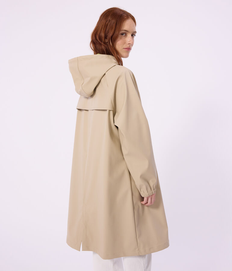 Lange tweekleurige oliejas voor dames beige
