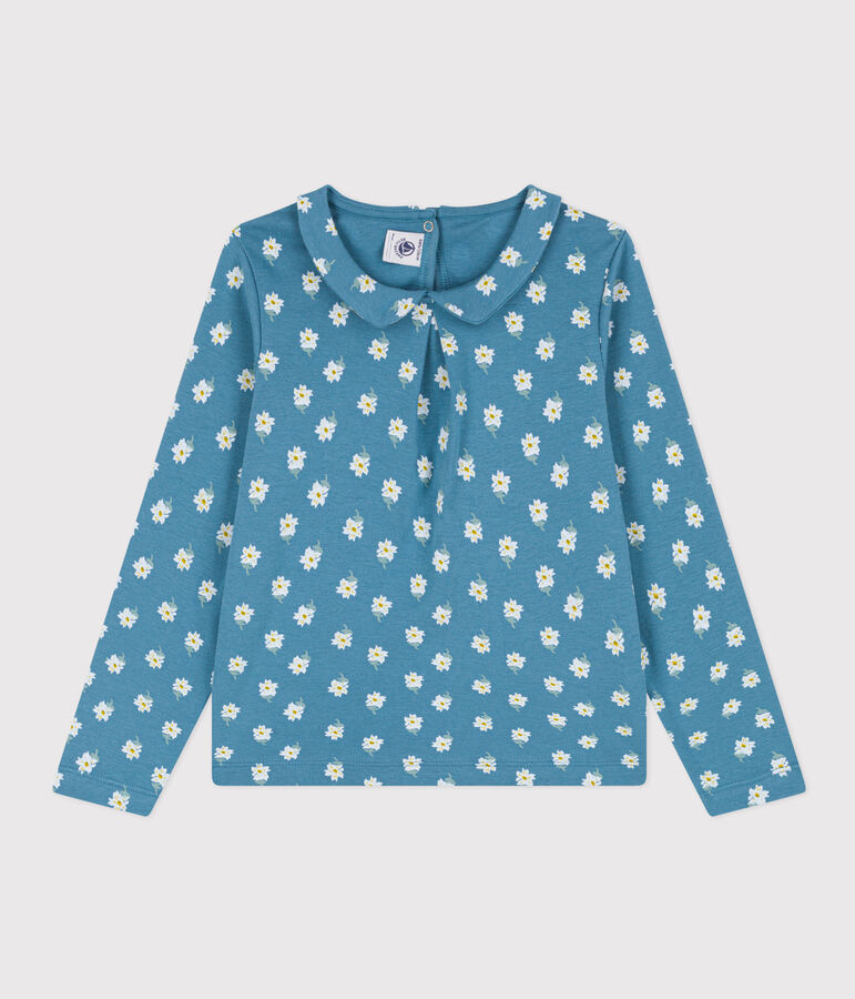 Gebloemde katoenen blouse voor meisjes blauw/multicouleur