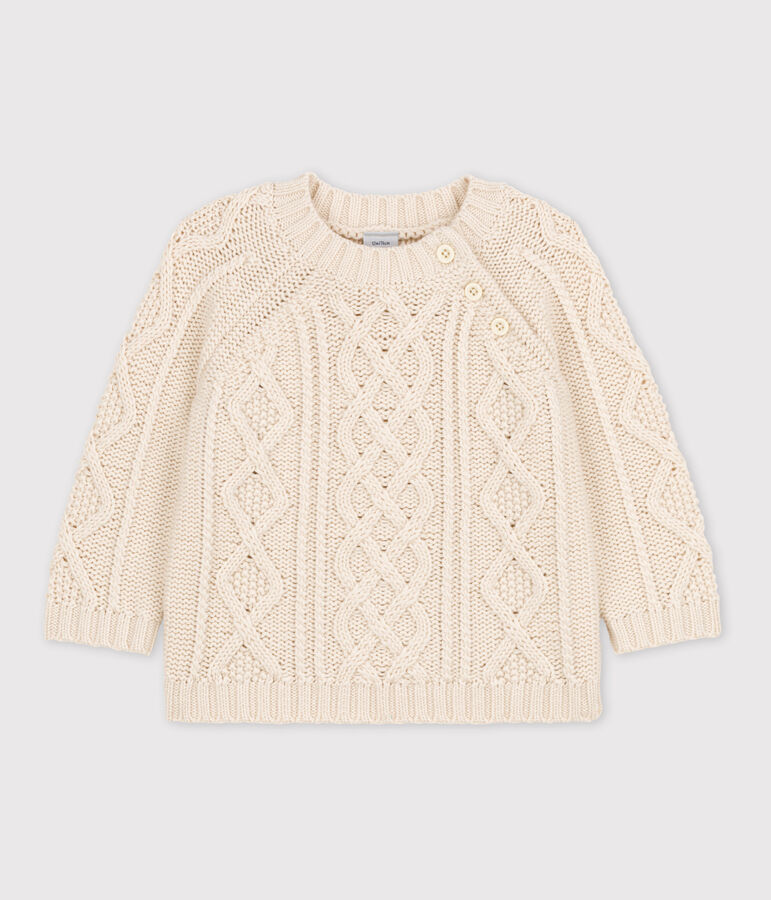 Katoenen kabeltrui voor baby's ecru AVALANCHE