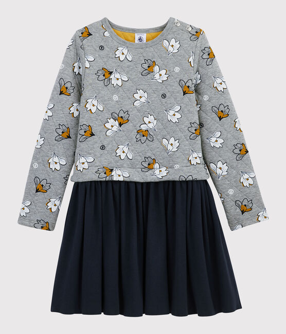 Robe manches longues enfant fille gris SUBWAY/blanc MULTICO