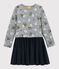 Robe manches longues enfant fille gris SUBWAY/blanc MULTICO