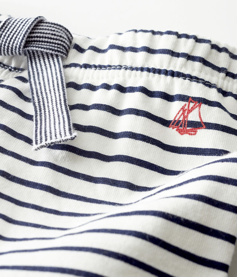 Broek van tubic met print baby wit/blauw