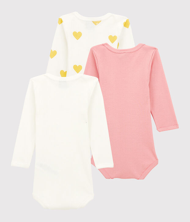 Set van 3 rompers met lange mouwen voor babymeisjes van biologisch katoen multicouleur