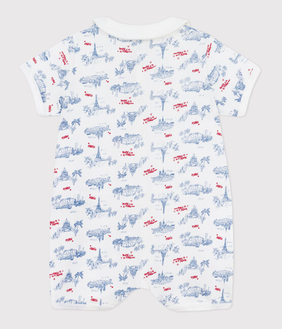 Combinaison courte bébé en coton à col imprimé Paris blanc MARSHMALLOW/blanc MULTICO